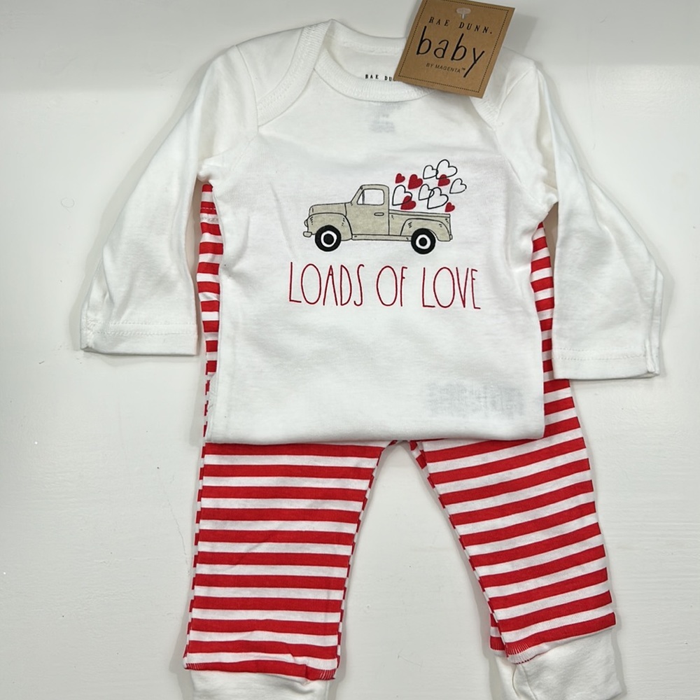 Rae Dunn baby with hearts outfit perfect for your little valentine. - Picture 5 of 5
